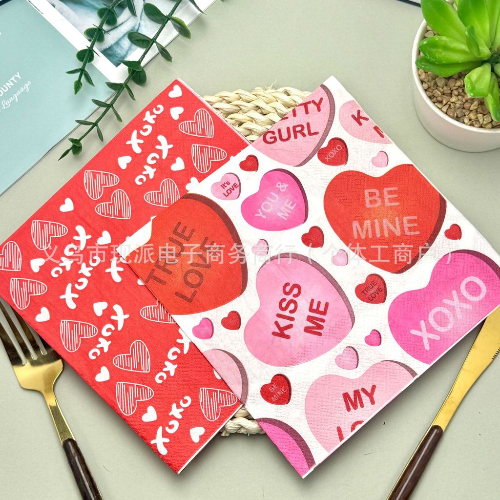 Hàng Ngày Hàng Mới Về / 33 * 33 Hot Sẵn Sàng Khăn Ăn Tình Yêu Khăn Giấy Dùng Một Lần Tiệc Cưới Khăn 