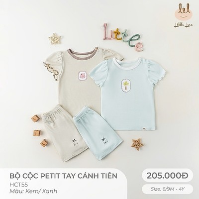 BỘ CỘC PETIT TAY CÁNH TIÊN[ SIÊU MỀM, MÁT, MỊN CO DÃN VÀ THẤM HÚT ] SZ 6M -4Y (HCT55)
