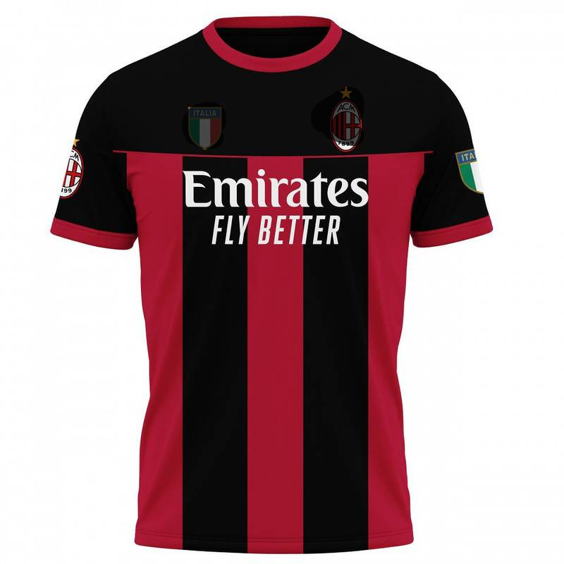 New AC Milan Football Jersey Warm-up Training Wear T-shirt Football Fans 3D Printed Handsome Men's S