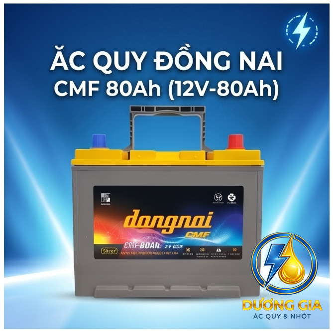 Ắc quy ô tô Đồng Nai CMF 90D26L 12V 80Ah - Bình khô miễn bảo dưỡng cho xe Fortuner, Camry, Navara