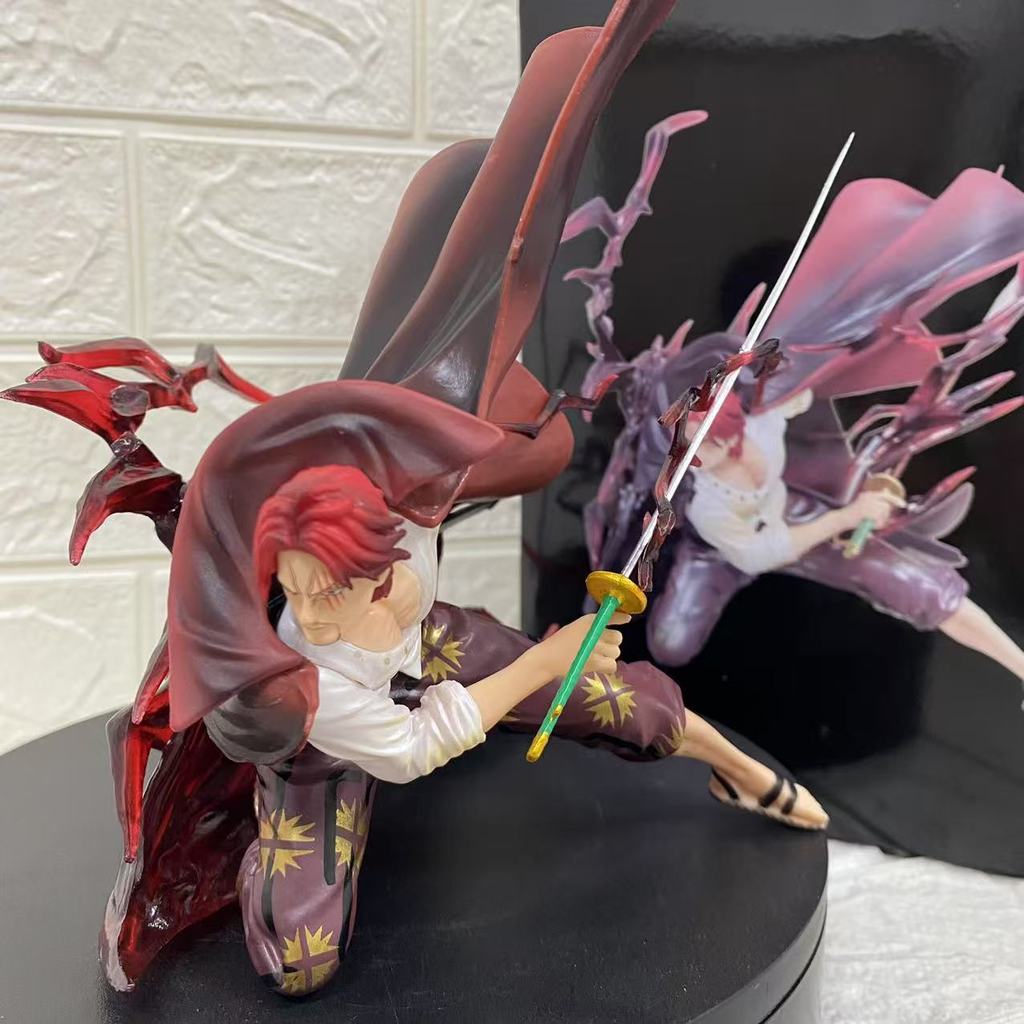 One Piece Four Emperor Red-Haired Shanks Squatting Red-Haired Anime One Piece Ngoại Vi Hình Mô Hình 