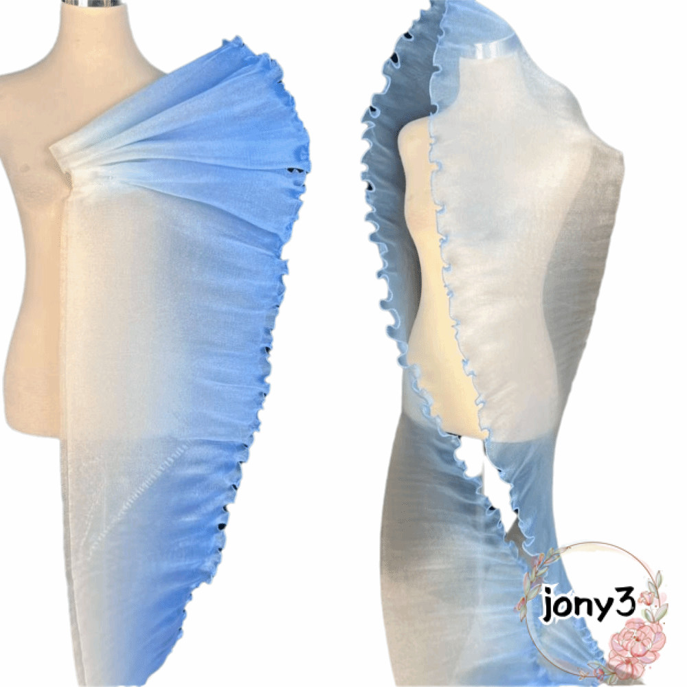 Vải Organza JONY Gradient, Vải Organza có hiệu ứng điều chỉnh nước rộng 30cm Vải Organza ren xếp li,