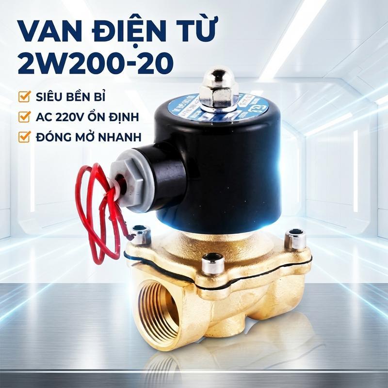 [Ren 27] Van điện từ AC 220V 2W200-20 nhôm đúc chịu áp chống rò