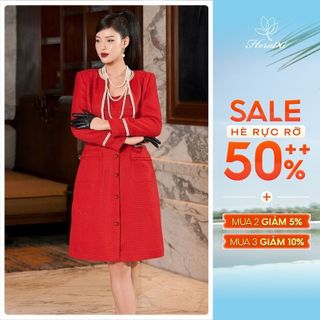 Đầm tiệc HeraDG thiết kế 2 dây rút tua dáng ôm A sang trọng trên chất liệu dạ Tweed cao cấp WDPBB3072