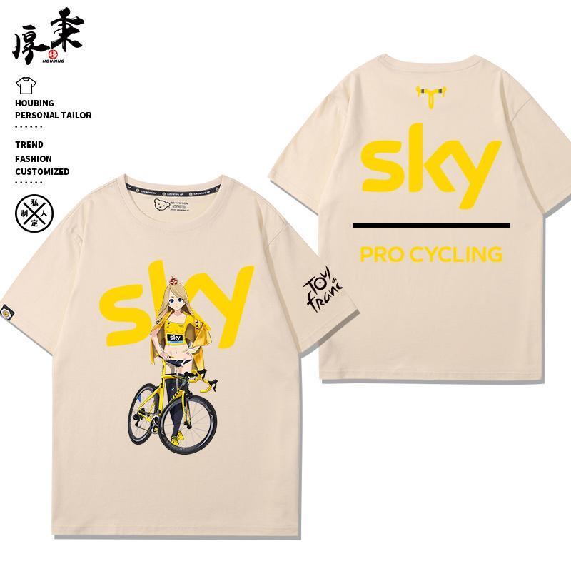 Cotton Tour de France Xe Đạp Đua Calvin Dishesargan Nam Nữ Đi Xe Đạp Jersey Áo Thun Tay Ngắn Thường 