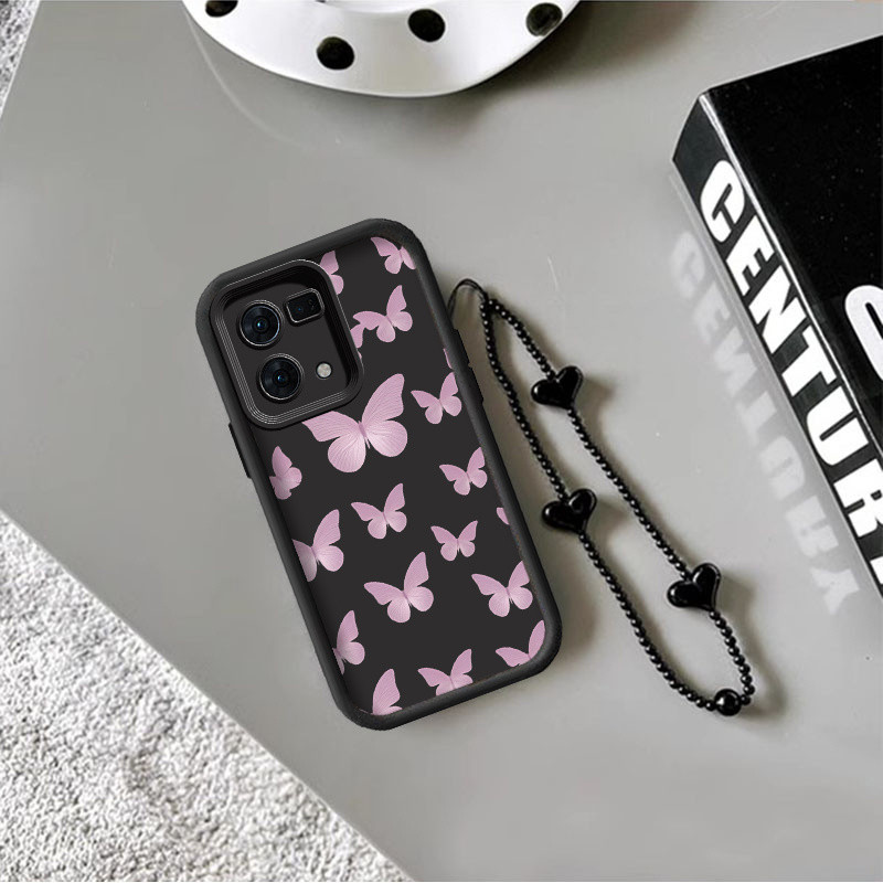 Bướm hồng có dây buộc màu đen sành điệu Thích hợp cho OPPO F21Pro / F21SPro / F25 Pro / F27 5G / F15