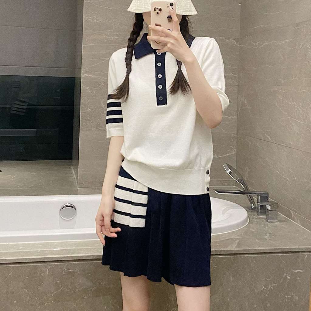 Z1LN TM Spring/Summer Collection with Backside Dog Jacquard Pattern polo Women's Wool Knit Sweater w
