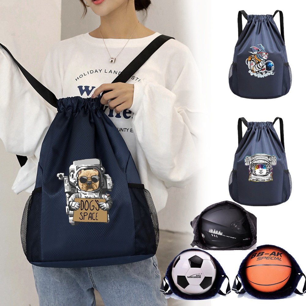 New Basketball storage Compact Dust-bag Rucksack Pull string bag astronaut Pattern