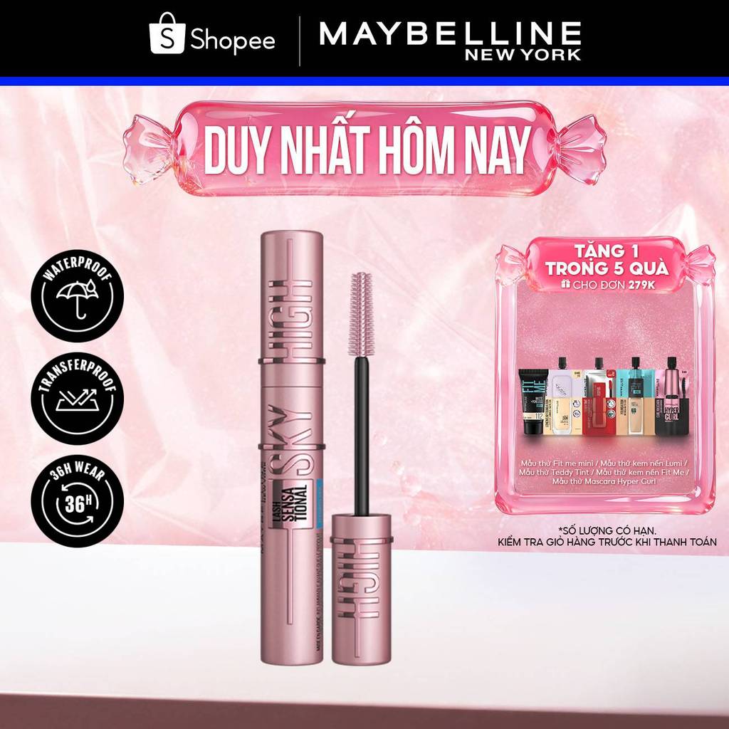 [MỚI] Mascara Sky High Chuốt Mi Tơi Dài Mi Lash Sensational Maybelline New York Waterproof 6ml