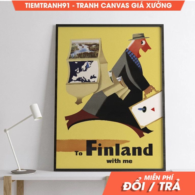 Tranh treo tường, Travel Poster Vintage Finland - Capture the Essence of Finland's Beauty with this 