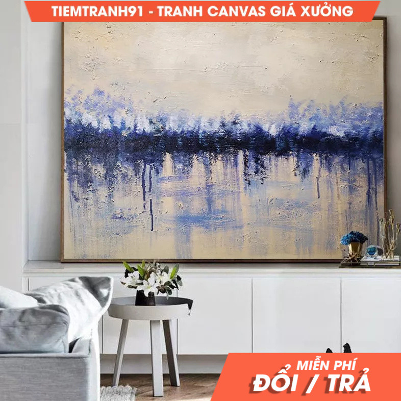 Tranh treo tường, Abstract Painting Original,Large Abstract Painting Blue Oil Painting,Sky Abstract 