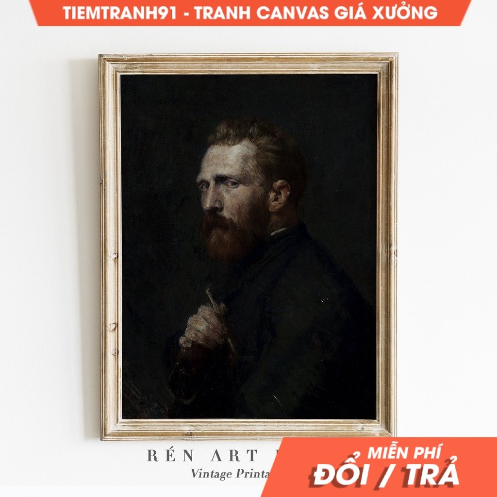 Tranh treo tường, Vintage Man Portrait Painting Antique Moody Portrait Wall Art Van Gogh Portrait Da