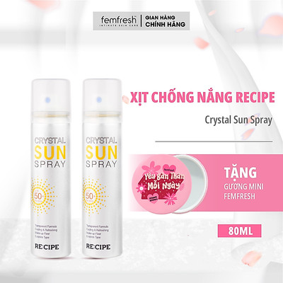 Xịt Chống Nắng Recipe Kháng Nước Lâu Trôi Bảo Vệ Làn Da SPF 50+ PA+++ 80ml