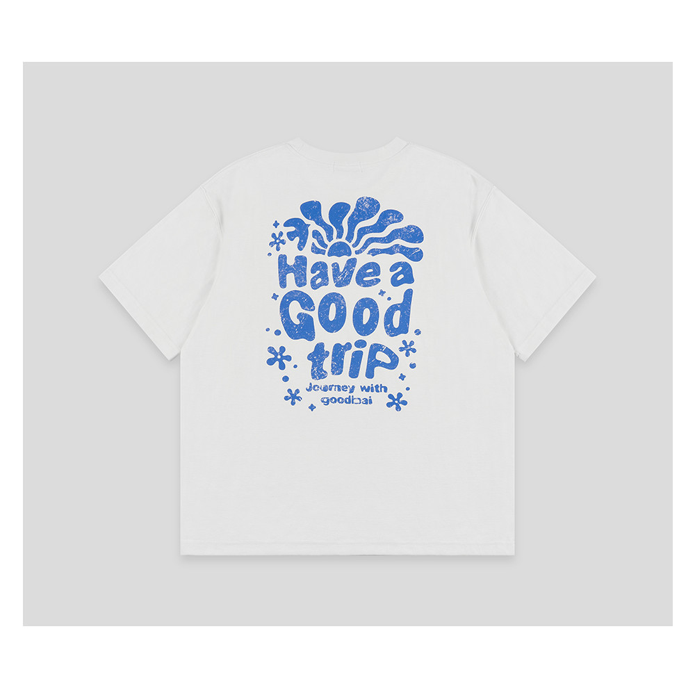 GOODBAI Have a Good Trip slogan in hình tương phản Áo thun ngắn tay cổ tròn 100% Cotton cao cấp
