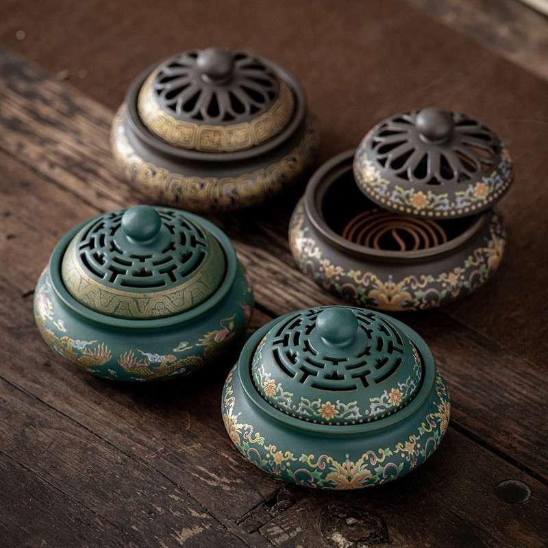 Gốm Men Màu Hương Đốt Cloisonne Hương Sáng Tạo Hộ Gia Đình Trong Nhà Hương Đường Đốt J26.06.07 43I