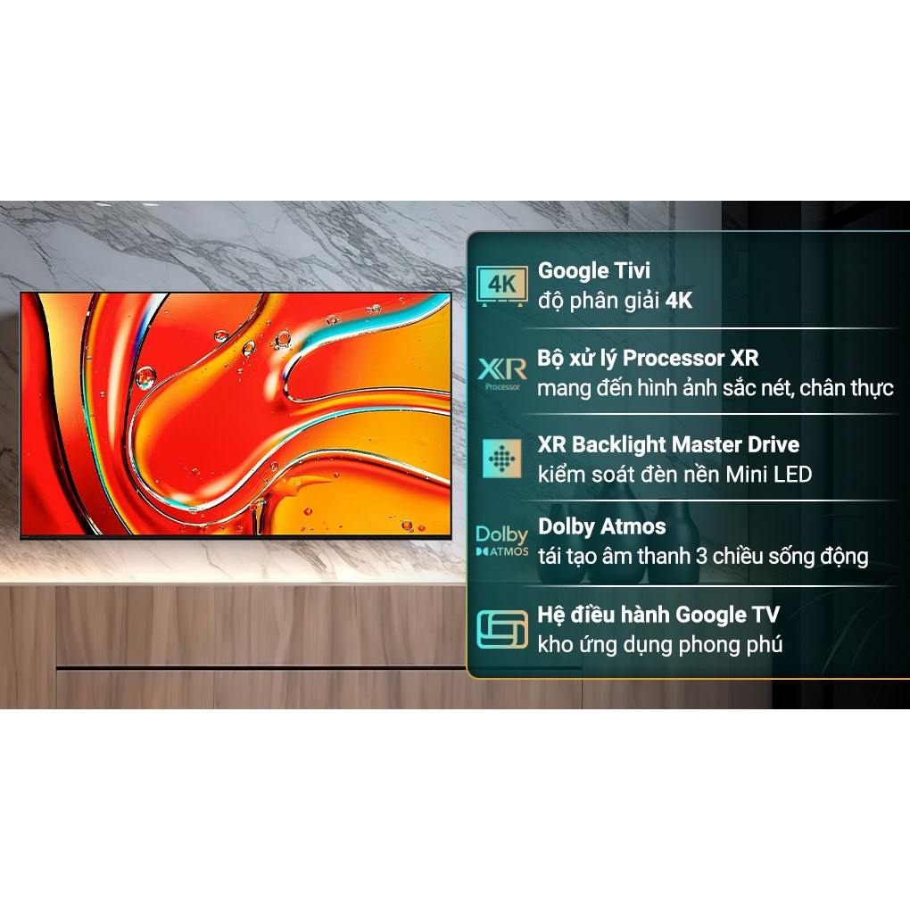 K-75XR70 | K-65XR70 - Google Tivi QLED Mini LED Sony 4K [Freeship HCM]{Miễn Phí Lắp TV Để Bàn HCM}
