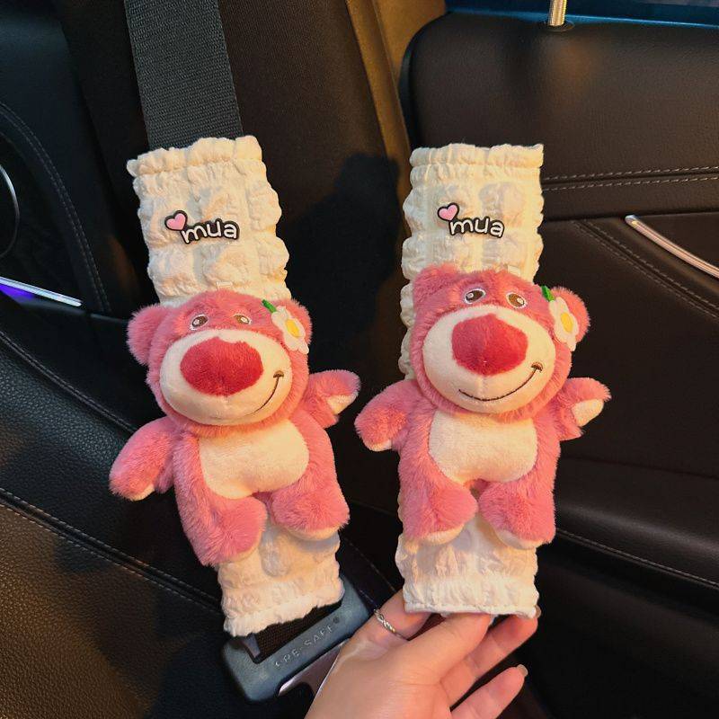Creative Cartoon Car Adorable Strawberry Bear Safety Belt Shoulder Pad Creative Cartoon Car Adorable