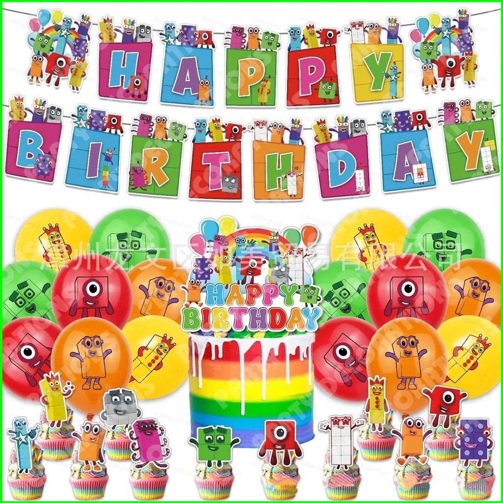 YB2 Numberblocks chủ đề trẻ em trang trí tiệc sinh nhật biểu ngữ bánh topper bóng bay bộ cung cấp