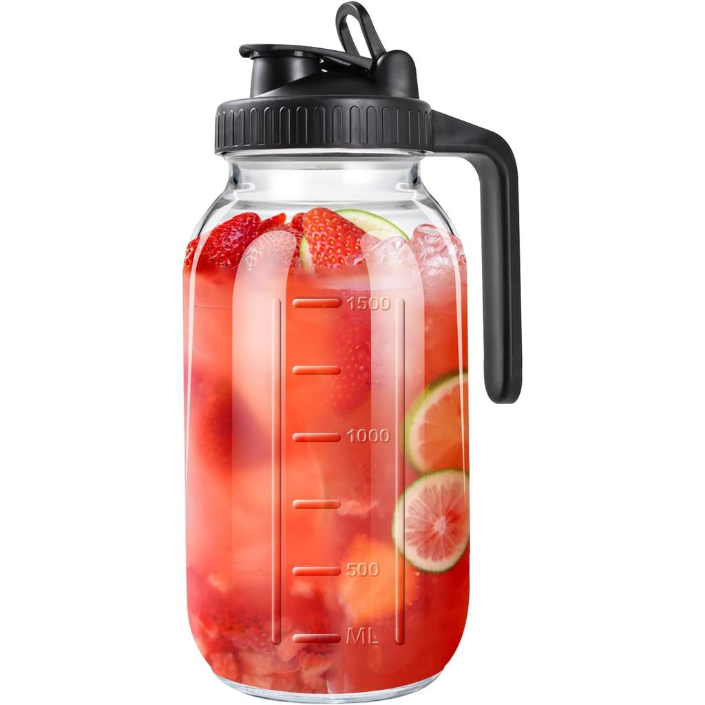 Ấm đun nước thủy tinh 64oz có nắp, 2 ấm đun nước Mason Jar phóng đại có nắp, Ấm đun nước sữa mẹ miện