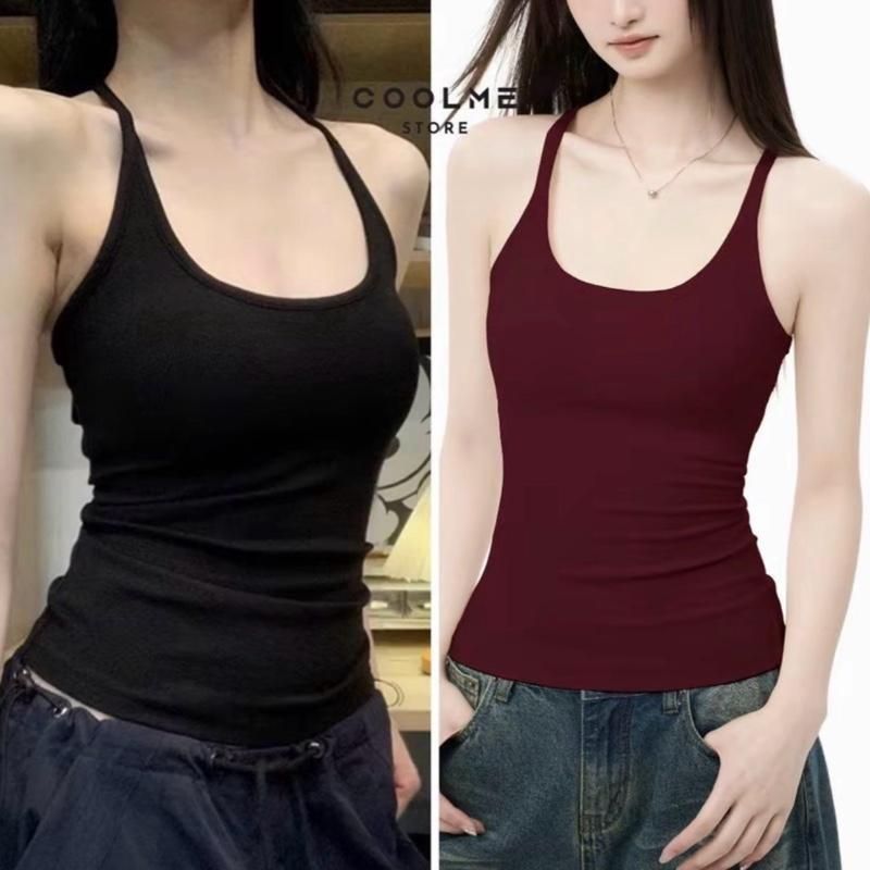 A08g Áo ba lỗ Hai Dây Mảnh Dáng Dài Nữ Trơn, Áo 2 dây ba lỗ dây Nhỏ Ôm Body thời trang