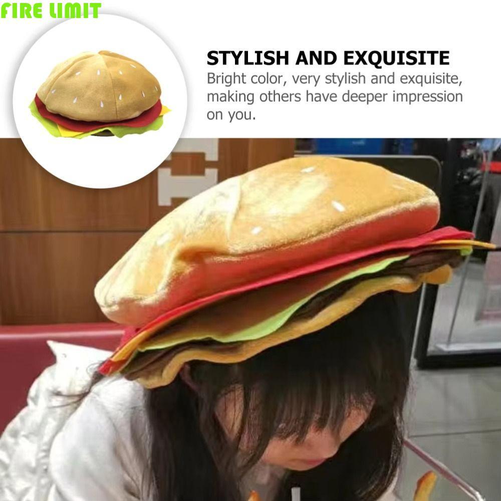 FIRE LIMIT Mũ Burger Trang Trí, Sáng Tạo Dễ Thương Burger Mũ Đội Đầu, Ấm Áp Ngộ nghĩnh Mềm Unisex Hi