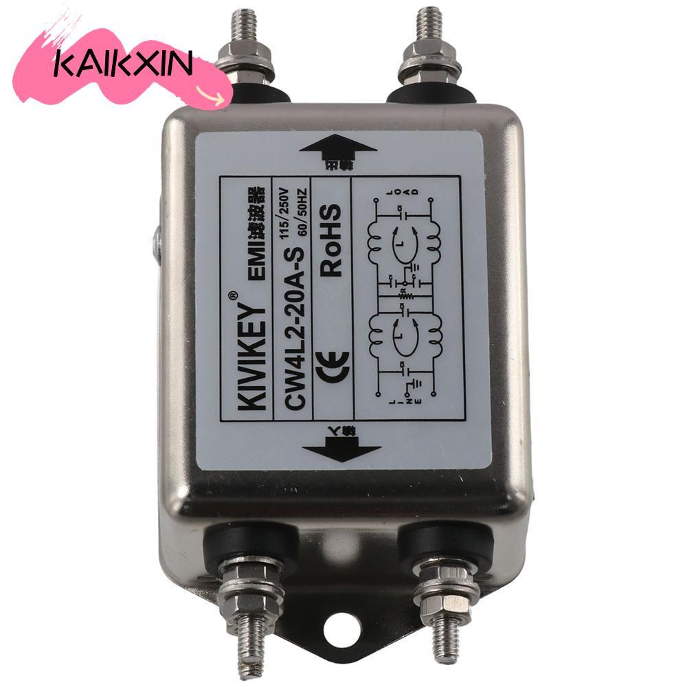Bộ lọc EMI nguồn KAIKXIN, Bộ giảm tiếng ồn Termianl 20A, Bộ lọc nhiễu điện từ CW4L2-20A-S Bộ chuyển 