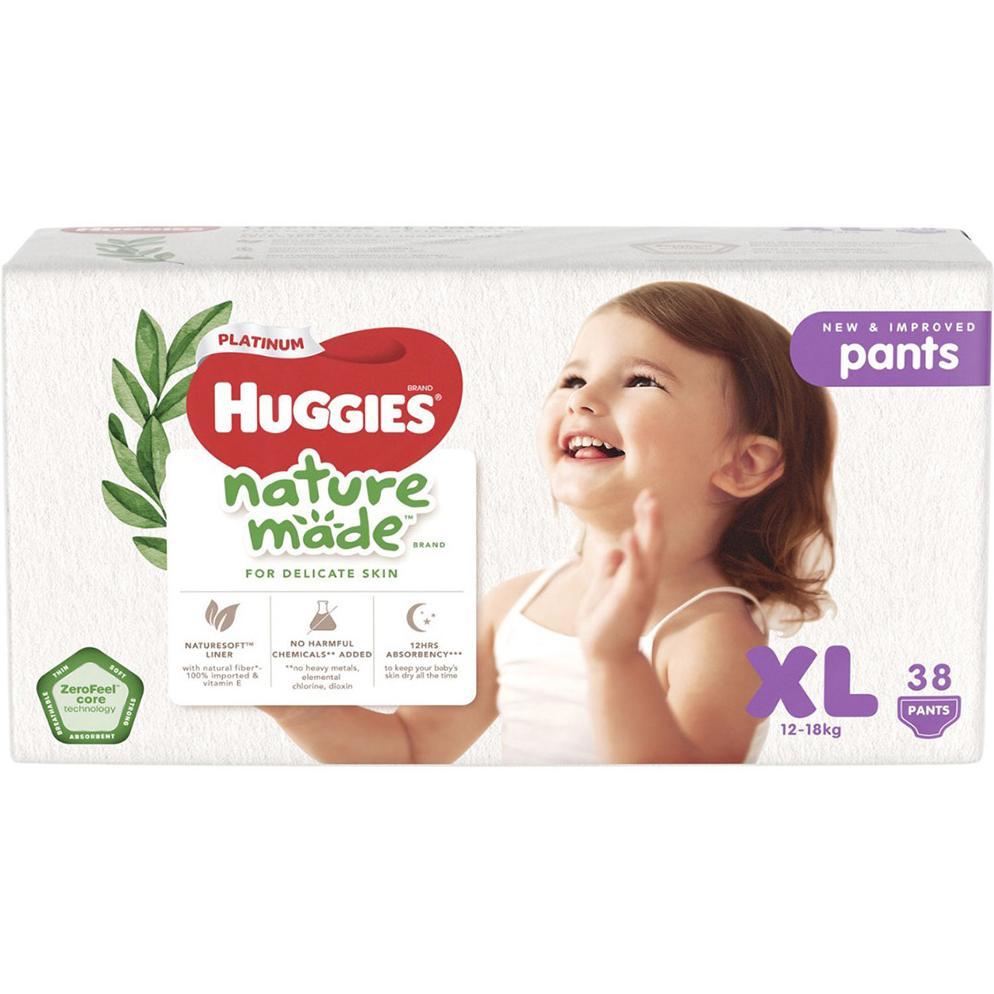 [MALL] Tã quần Huggies Nature Made XL 38 miếng - Thấm hút tốt, cho bé thoải mái