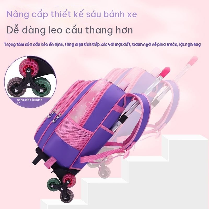 years new primary school student trolley bag three-piece girl trolley bag girl bag large capacity sh