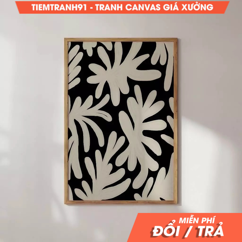 Tranh treo tường, Abstract Botanical Art, Matisse Inspired Prints Art, Organic Shape Pattern, Black 