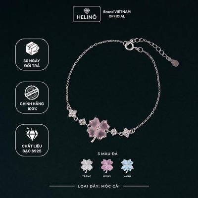 Lắc Tay Bạc Nữ HELINO Cỏ 4 Lá Moonstone Đa Màu – S925, Dây Xích Móc Cài