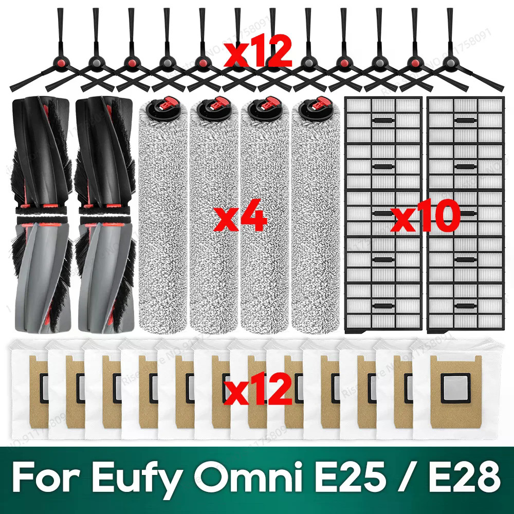 Tương thích với phụ kiện Eufy Omni E25 / E28 Bàn chải chính Lọc túi bụi Cây lau nhà