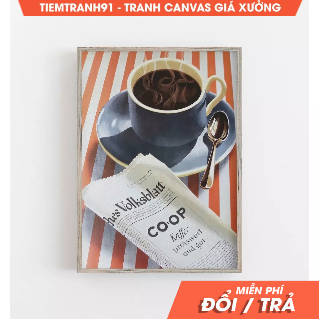 Tranh treo tường, Coffee Wall Art, Vintage Wall Art, Kitchen Wall Decor, Cafe Wall Decor, tặng kèm đ