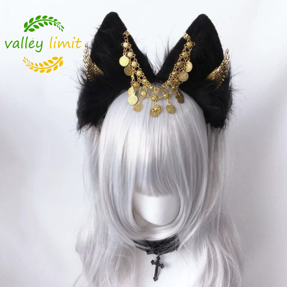 valley limit VALLEY LIMIT Tai Động Vật Băng Đô Quấn Tóc, Cánh Vàng Tua Rua Cosplay Anubis Băng Đô, T