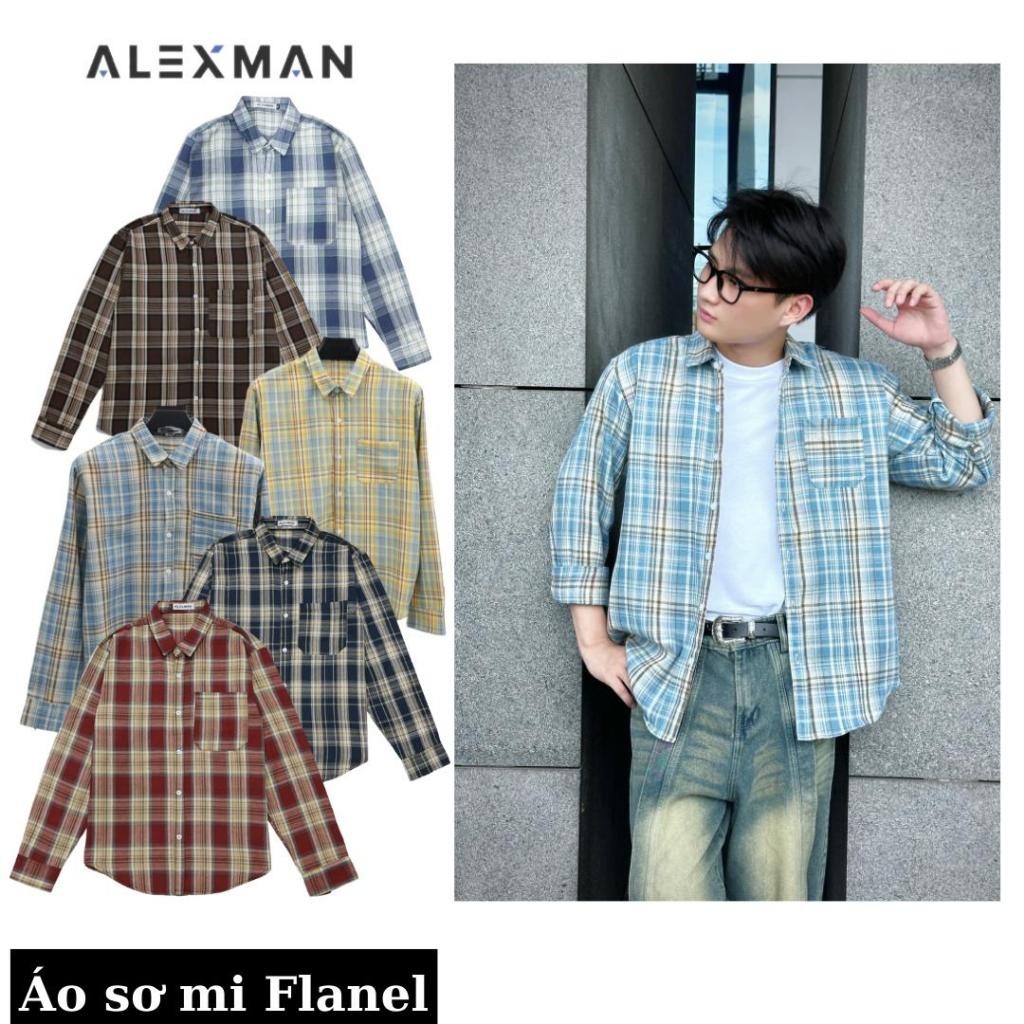 Áo Sơ Mi A5 Flanel Kẻ Caro Dạ Cotton Form Rộng Unisex Nam Nữ Dài Tay Style Hàn Quốc - ALEXMAN