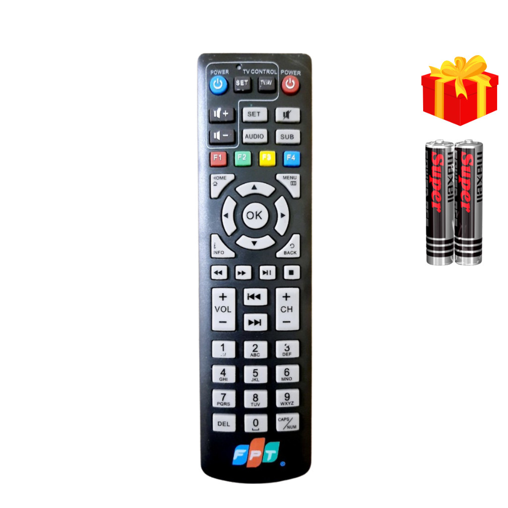 Remote điều khiển đầu FPT play box Mã 01, Remote truyền hình FPT hàng - Tặng kèm pin - T&U Remote