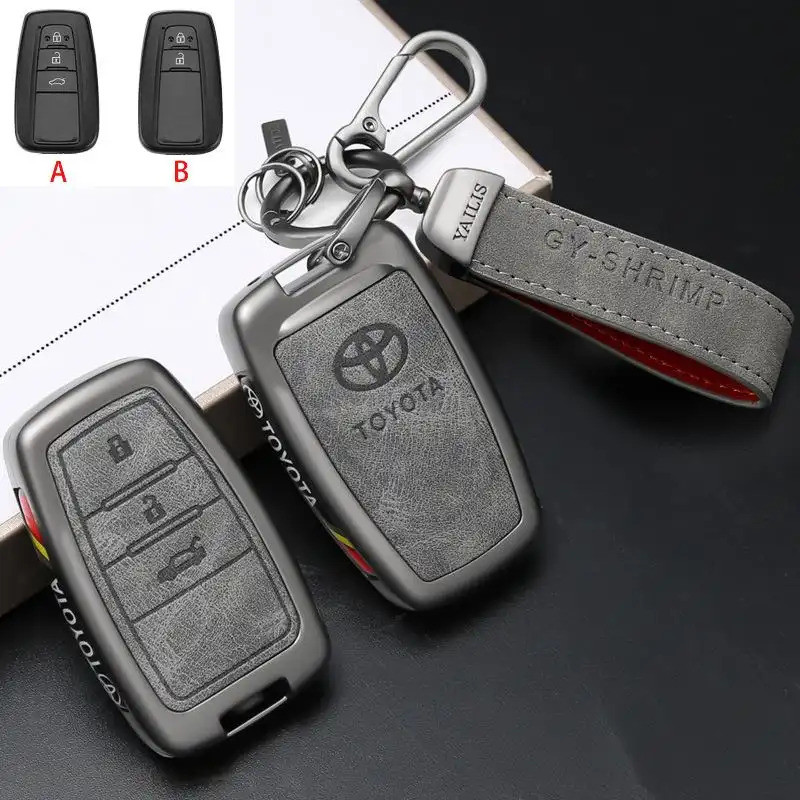 Từ Xa Chìa Khóa Bao Kim Loại Chìa Khóa Fob Vỏ Móc Khóa Cho Xe Toyota Camry Corolla Cross Avalon Alti