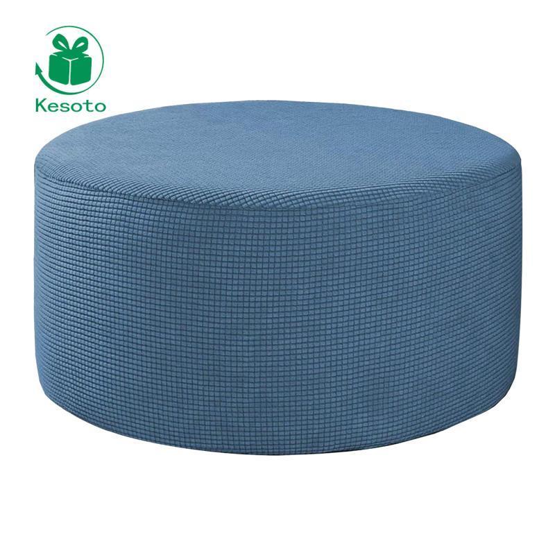 Vỏ Ottoman co giãn, Vỏ Ottoman tròn cho phòng khách, Vỏ vải Ottoman co giãn có cạnh đàn hồi.