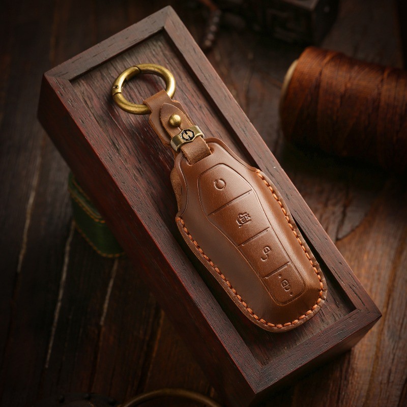 BYD Car Crazy Horse Leather Key Case Thích hợp cho Don Song Plus Dmi Dolphin Hand-Sewn Creative Key 