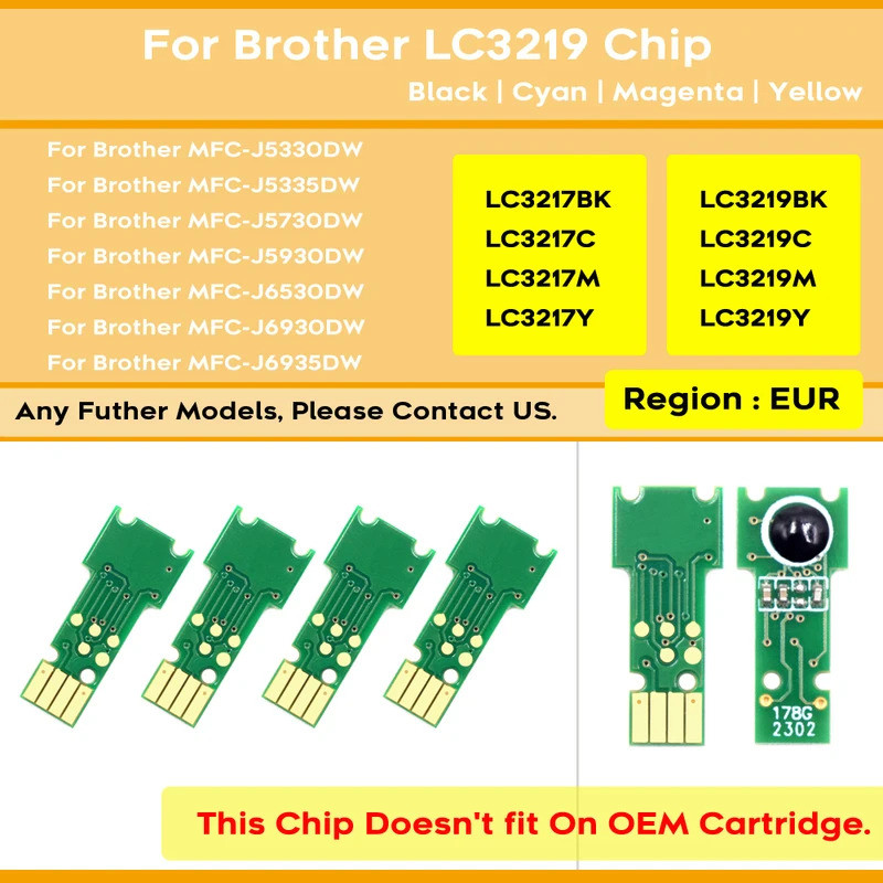 FW LC3219 LC3219XL Chip dùng một lần cho Brother 3219 3217 MFC-J5330DW J5335DW J5730DW J5930DW J653D