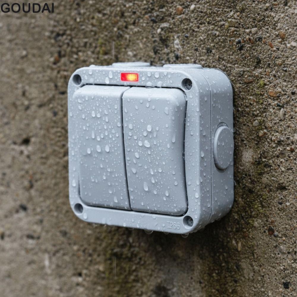 Công tắc tường sân vườn chống nước GOUDAI IP66, Nút nhấn chống bụi Công tắc ngoài trời IP66, Công tắ