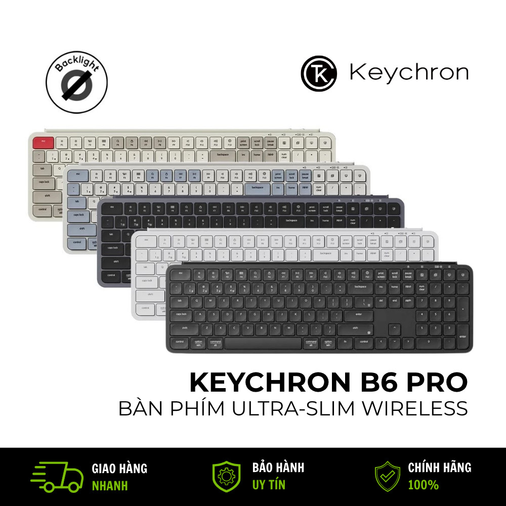 Bàn Phím Keychron B6 Pro Wireless Ultra Slim Full Size Bluetooth 2.4G