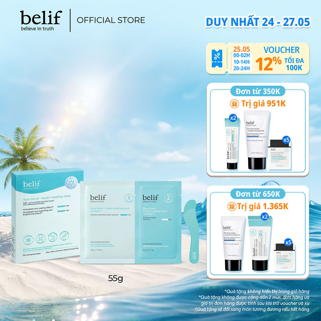 [belif Official] Mặt nạ thạch làm dịu và hỗ trợ dưỡng sáng belif Aqua Bomb Frozen Modeling Mask