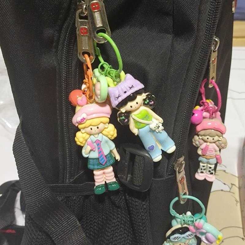 Good-looking Dopamine Popular Bag Ornaments Niche Ins Style Popcorn Girl Keychain Mobile Phone Bag C
