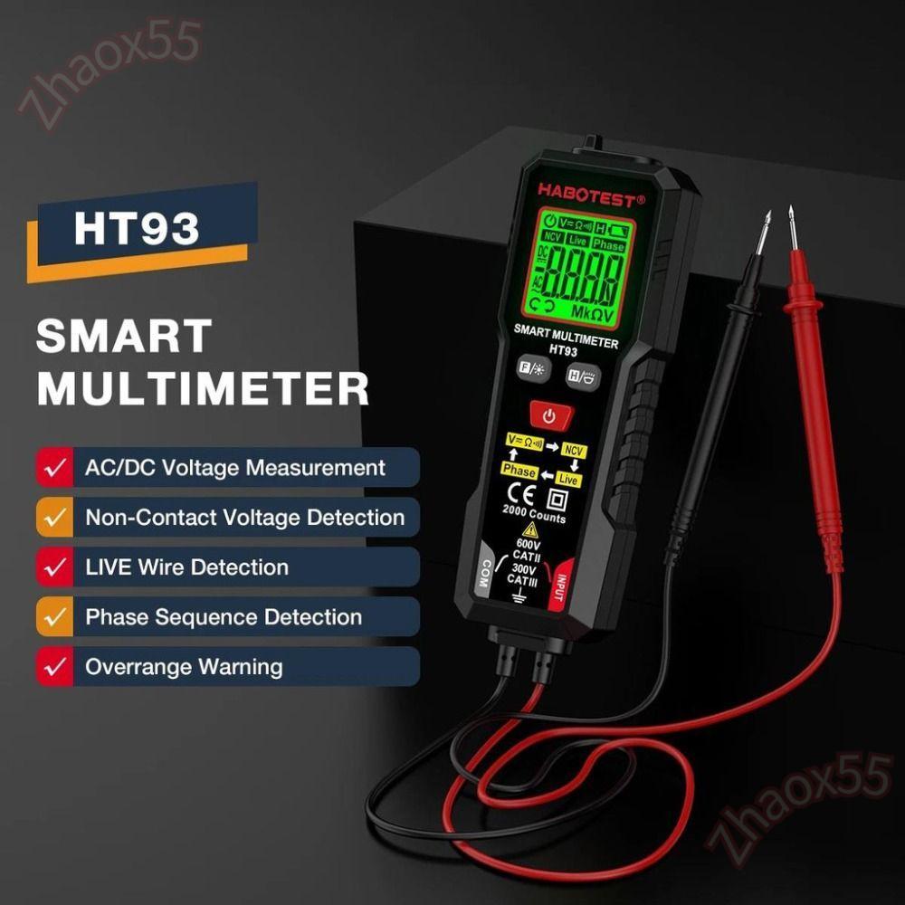 Máy kiểm tra đếm ZHAOX, Đồng hồ vạn năng kỹ thuật số HT93 tự động định tuyến True RMS, Đồng hồ vạn n