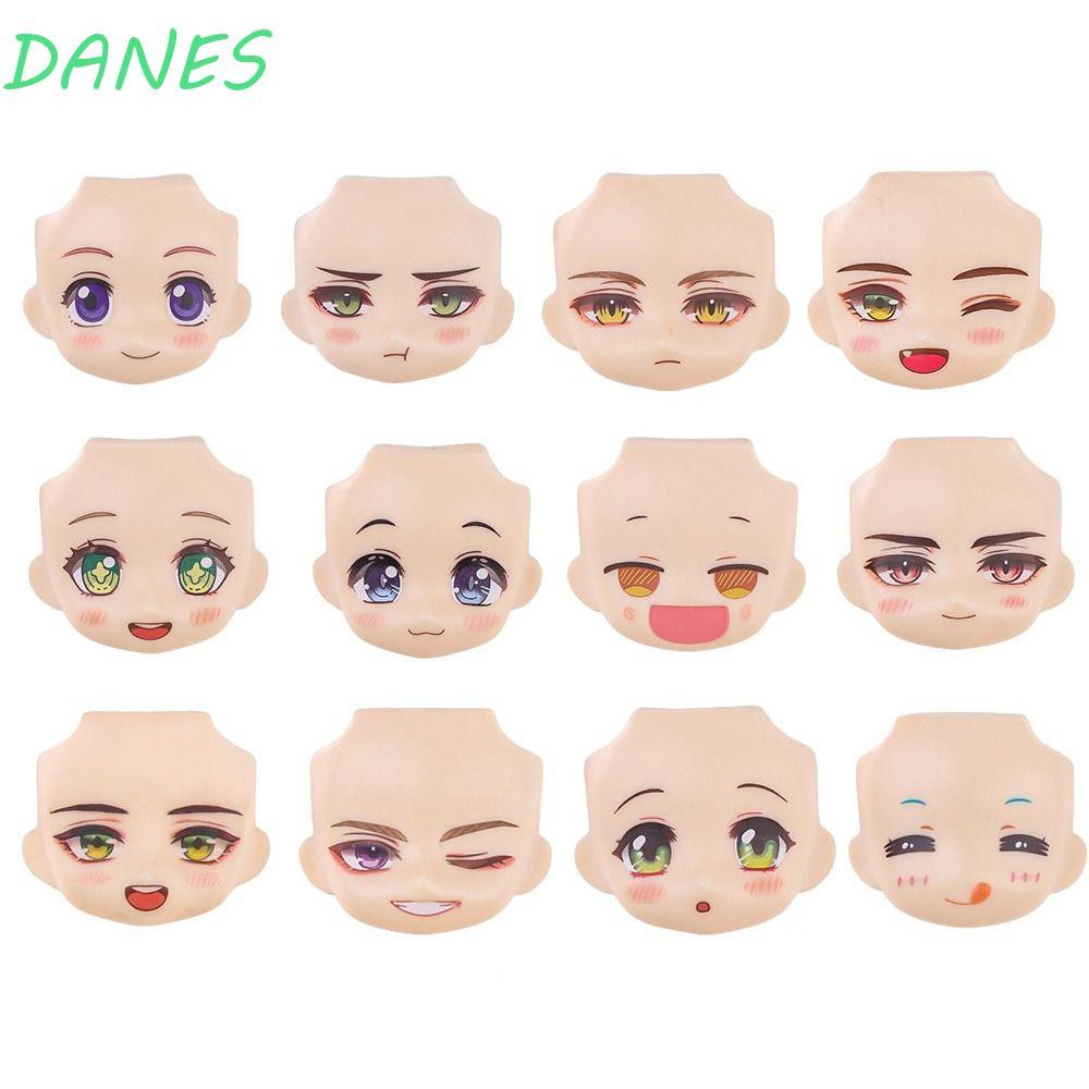 FRBFRB OB11 Mặt búp bê, 3D Decal Mắt Thay Đổi Mặt Búp Bê Thay Thế Mặt, 1 / 12 BJD Với Trang Điểm Ngư
