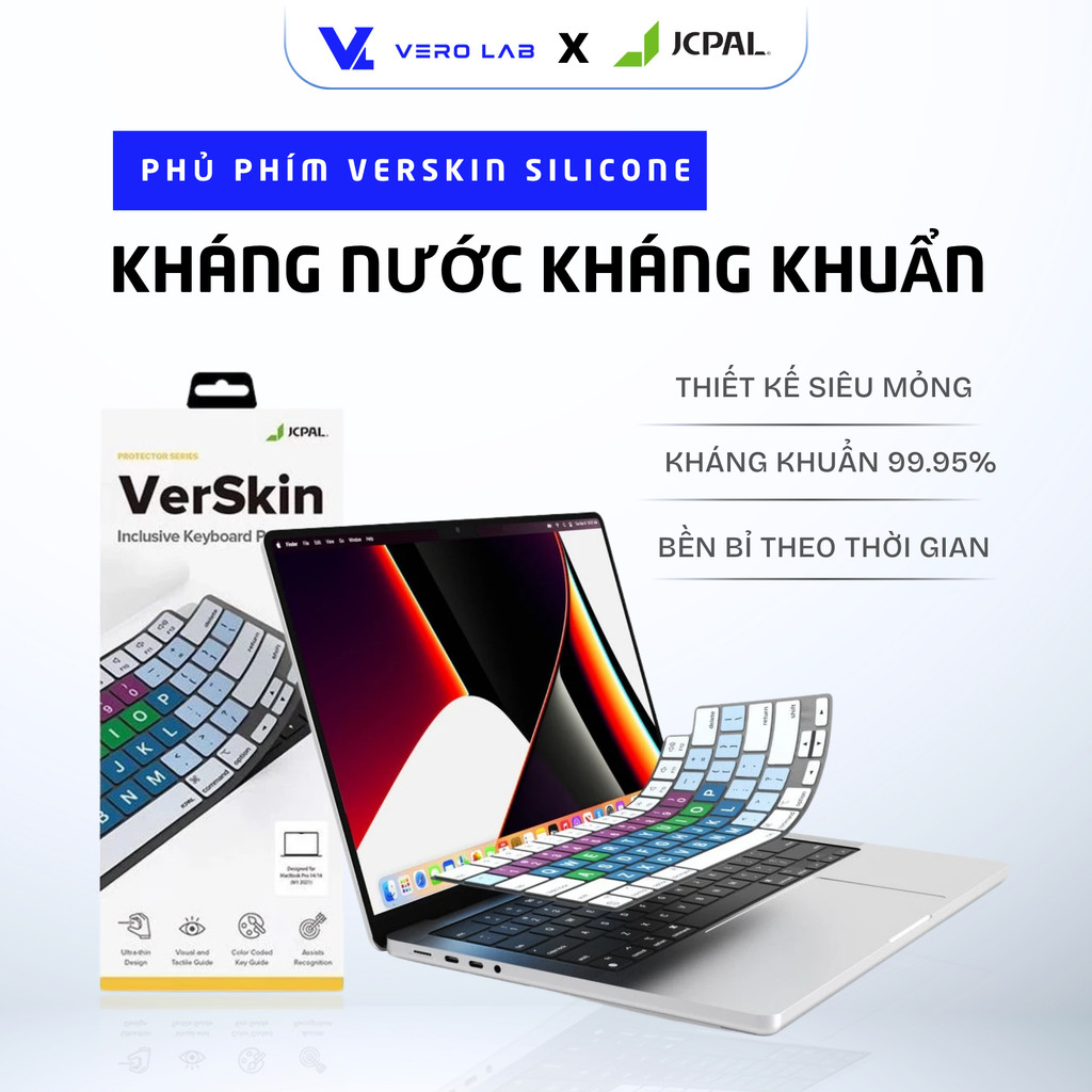 Phủ phím JCPAL Verskin Silicone Macbook Pro 14" / 16" 2021 - Black
