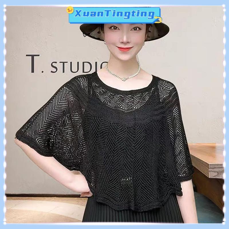XuanTingting Nữ Dệt Kim Rỗng Khăn Choàng Khăn Chống Nắng Áo Cho Mùa Hè Thu UGG