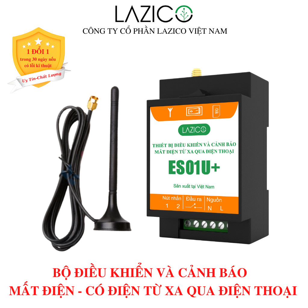 [ES01U+] Bộ điều khiển từ xa và cảnh báo mất điện, có điện qua SIM app Lazico