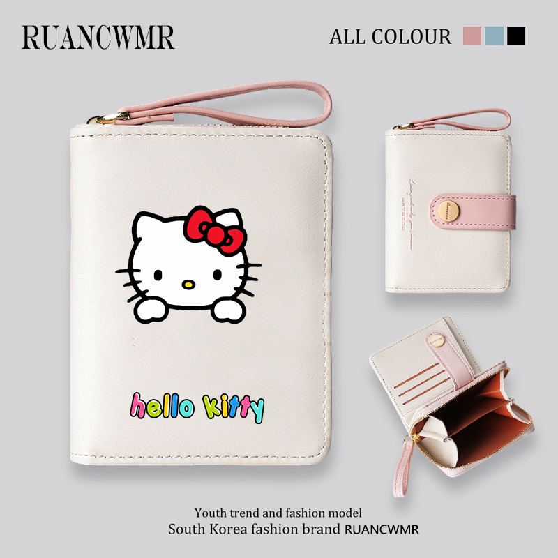 Hello kitty Dây Kéo Ví Nữ Hello Kitty Ví Đựng Tiền Xu Sinh Viên Ví Ngắn Quà Tặng Sinh Nhật kt Thẻ Mè