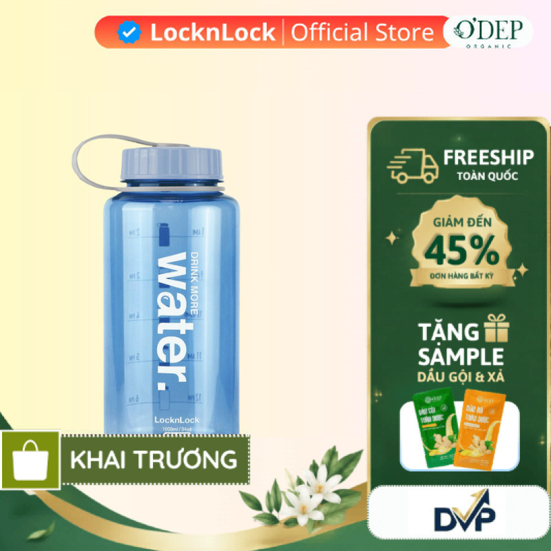 Bình nước LocknLock Helper Bottle 1L - Màu xanh dương Chính hãng  ABF610NBLU - SHOP DVP